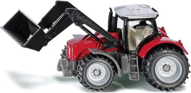 Alt view image 2 of 3 - Massey Ferguson Tractor with Front Loader Red with Silver Top Diecast Model by Siku