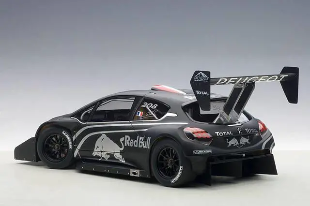 Alt view image 2 of 5 - Peugeot 208 T16 Pikes Peak "Red Bull" Presentation Car Black 1/18 Model Car by Autoart