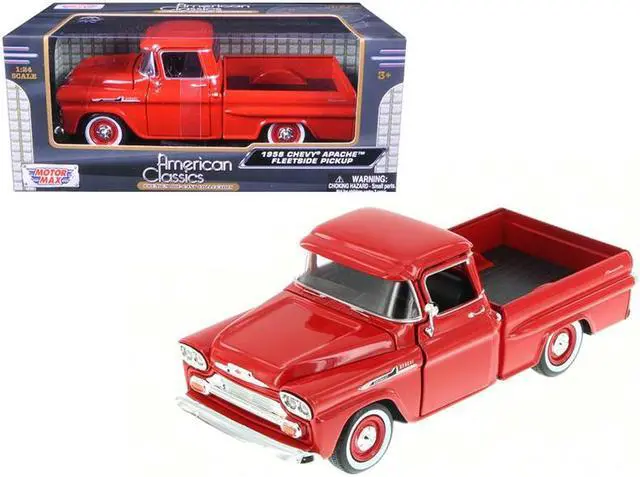 Main image of 1958 Chevrolet Apache Fleetside Pickup Truck Red 1/24 Diecast Model Car by Motormax