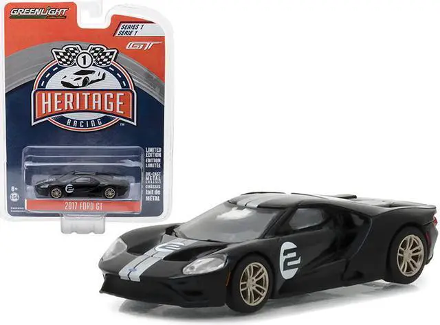 Main image of 2017 Ford GT Black #2 - Tribute to 1966 Ford GT40 MK II #2 Racing Heritage Series 1 1/64 Diecast Model Car by Greenligh