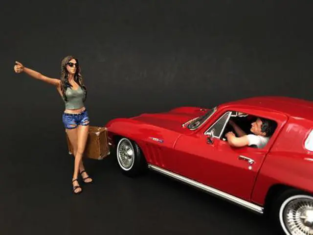 Main image of Hitchhiker 2 piece Figurine Set (Green Shirt) for 1/18 Scale Model Cars by American Diorama