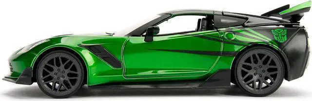 Alt view image 10 of 11 - 2016 Chevrolet Corvette Crosshairs Green From "Transformers" Movie 1/24 Diecast Model Car by Jada Metals