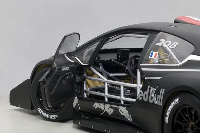 Alt view image 3 of 5 - Peugeot 208 T16 Pikes Peak "Red Bull" Presentation Car Black 1/18 Model Car by Autoart