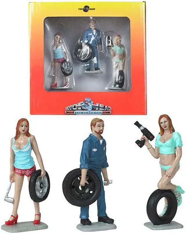 Main image of Michelle, Meg and Gary Tire Brigade 3 piece Figurine Set 1/24 by Motorhead Miniatures