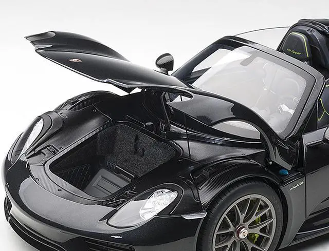 Alt view image 2 of 8 - Porsche 918 Spyder Weissach Package Basalt Schwarz Black Metallic 1/12 Model Car by Autoart