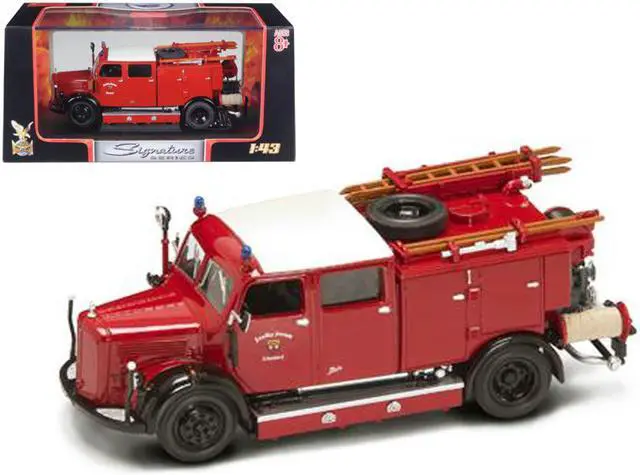 Main image of 1950 Mercedes Benz TLF-15 Fire Engine Red 1/43 Diecast Model by Road Signature