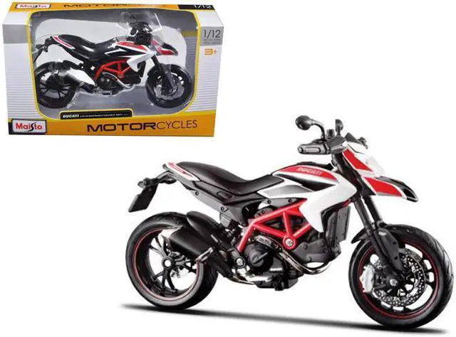 Main image of 2013 Ducati Hypermotard SP White with Black and Red Stripes 1/12 Diecast Motorcycle Model by Maisto