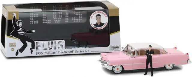 Alt view image 2 of 6 - Elvis Presley's 1955 Pink Cadillac Fleetwood Series 60 with Elvis Presley Figurine 1/43 Diecast Model Car by Greenlight