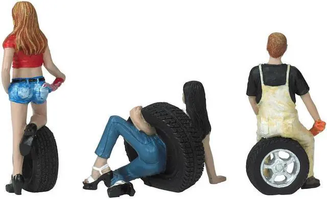 Alt view image 7 of 8 - Val, Andie and Derek Tire Brigade 3 piece Figurine Set 1/24 by Motorhead Miniatures