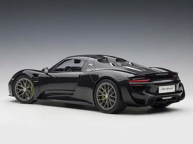 Alt view image 4 of 8 - Porsche 918 Spyder Weissach Package Basalt Schwarz Black Metallic 1/12 Model Car by Autoart