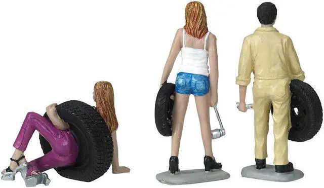 Alt view image 7 of 7 - Val, Meg and Gary Tire Brigade 3 piece Figurine Set 1/24 by Motorhead Miniatures