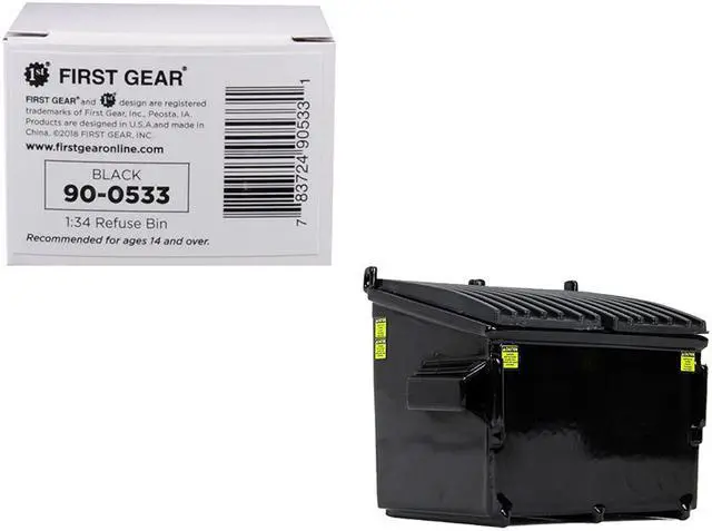 Main image of Refuse Trash Bin Black 1/34 Diecast Model by First Gear