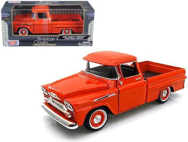 Main image of 1958 Chevrolet Apache Fleetside Pickup Truck Orange 1/24 Diecast Model Car by Motormax