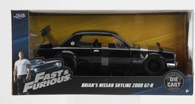 Main image of Brian's Nissan Skyline 2000 GT-R Black from "The Fast and the Furious" Movie 1/24 Diecast Model Car by Jada