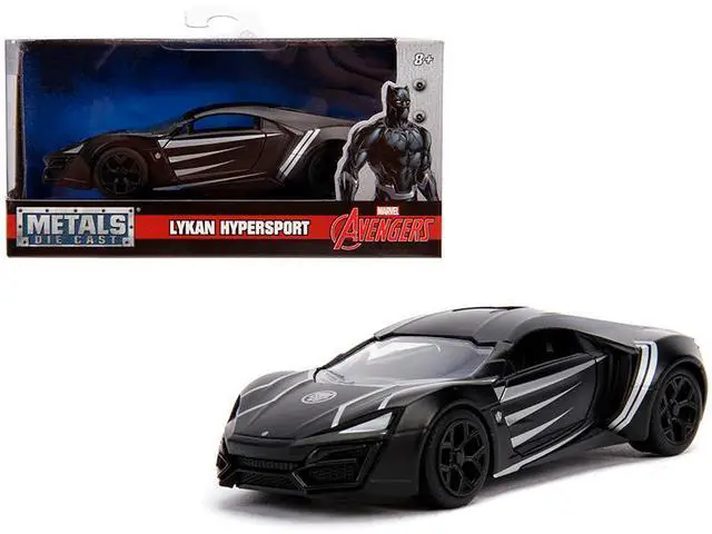 Alt view image 3 of 6 - Lykan Hypersport "Black Panther" Theme "Marvel" Series 1/32 Diecast Model Car by Jada