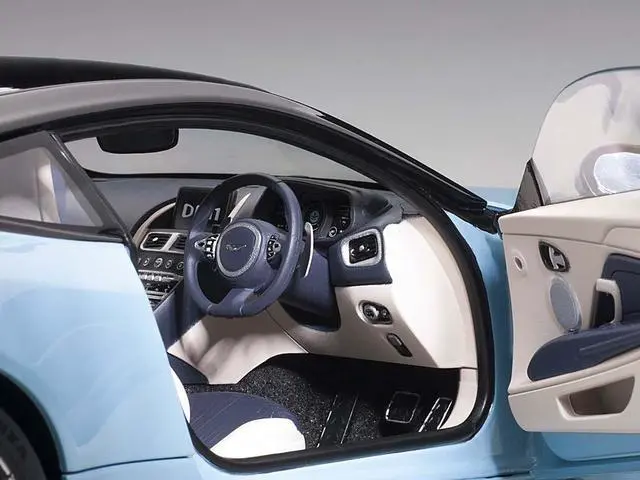 Alt view image 3 of 6 - Aston Martin DB11 Q Frosted Glas Blue with Black Top 1/18 Model Car by Autoart