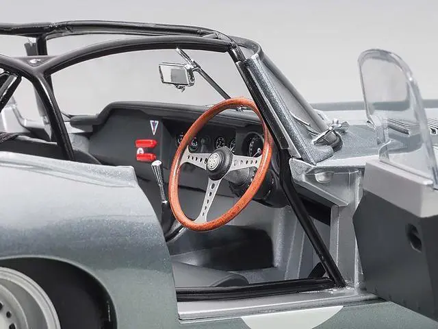 Alt view image 3 of 6 - Jaguar Lightweight E Type Roadster RHD (Right Hand Drive) Dark Silver 1/18 Model Car by Autoart