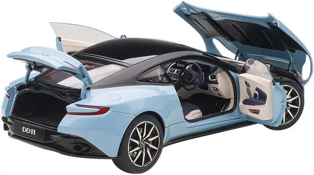 Alt view image 2 of 6 - Aston Martin DB11 Q Frosted Glas Blue with Black Top 1/18 Model Car by Autoart