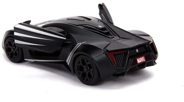 Alt view image 5 of 6 - Lykan Hypersport "Black Panther" Theme "Marvel" Series 1/32 Diecast Model Car by Jada