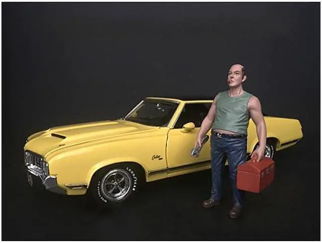 Alt view image 5 of 7 - Mechanic Sam with Tool Box Figurine for 1/18 Scale Models by American Diorama 38180