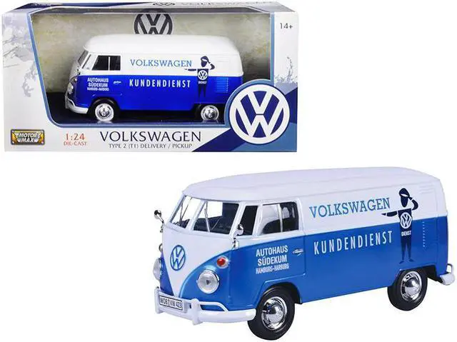 Alt view image 5 of 7 - Volkswagen Type 2 (T1) Delivery Van Autohaus Sudekum "Kundendienst" Candy Blue & White 1/24 Diecast Model by Motormax