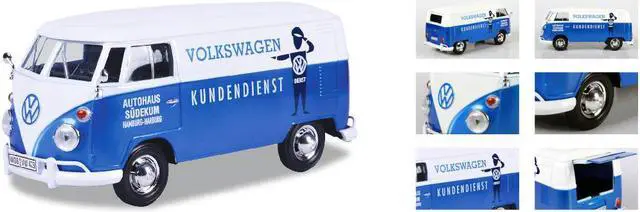 Alt view image 6 of 7 - Volkswagen Type 2 (T1) Delivery Van Autohaus Sudekum "Kundendienst" Candy Blue & White 1/24 Diecast Model by Motormax