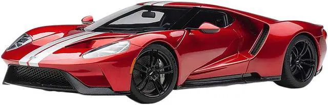 Main image of 2017 Ford GT Liquid Red with Silver Stripes 1/18 Model Car by Autoart