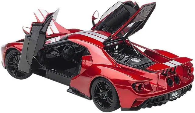 Alt view image 2 of 7 - 2017 Ford GT Liquid Red with Silver Stripes 1/18 Model Car by Autoart