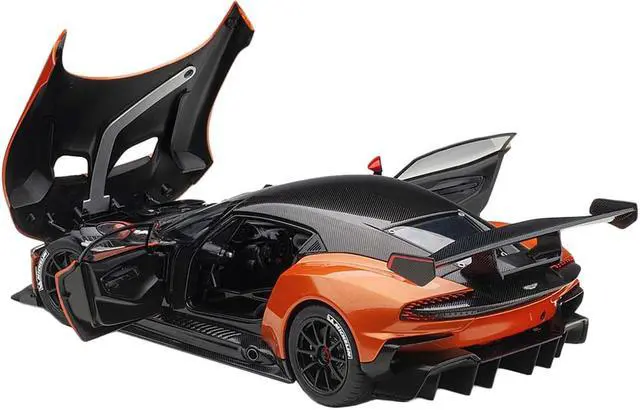 Alt view image 2 of 7 - Aston Martin Vulcan Madagascar Orange with Carbon Top 1/18 Model Car by Autoart