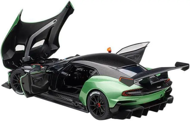 Alt view image 2 of 7 - Aston Martin Vulcan Apple Tree Green Metallic with Orange Accents and Carbon Top 1/18 Model Car by Autoart