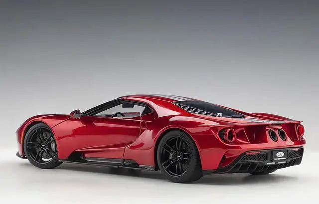 Alt view image 4 of 7 - 2017 Ford GT Liquid Red with Silver Stripes 1/18 Model Car by Autoart