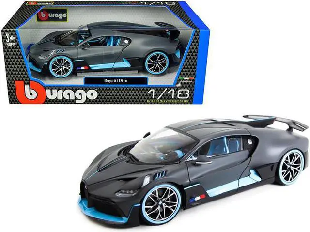 Main image of Bugatti Divo Matt Gray with Blue Accents 1/18 Diecast Model Car by Bburago