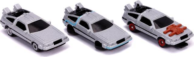 Alt view image 3 of 4 - "Back to the Future" Time Machine 3 piece Set "Nano Hollywood Rides" Diecast Model Cars by Jada