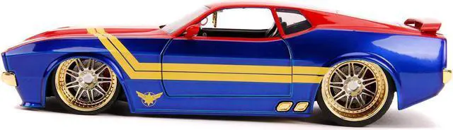 Alt view image 3 of 6 - 1973 Ford Mustang Mach 1 with Captain Marvel Diecast Figurine "Avengers" "Marvel" Series 1/24 Diecast Model Car by Jada