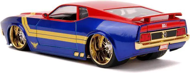 Alt view image 4 of 6 - 1973 Ford Mustang Mach 1 with Captain Marvel Diecast Figurine "Avengers" "Marvel" Series 1/24 Diecast Model Car by Jada