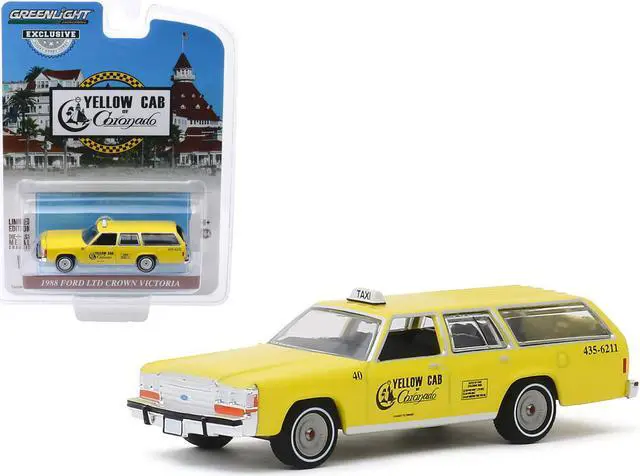 Main image of 1988 Ford LTD Crown Victoria Wagon Taxicab "Yellow Cab of Coronado" (California) 1/64 Diecast Model Car by Greenlight