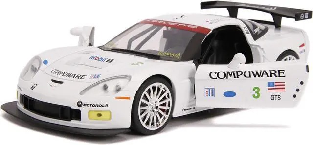 Alt view image 2 of 6 - 2005 Chevrolet Corvette C6-R #3 O. Beretta - O. Gavin "Compuware" White "Bigtime Muscle" 1/24 Diecast Model Car by Jada