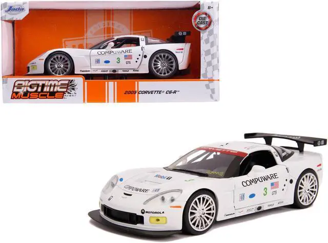 Main image of 2005 Chevrolet Corvette C6-R #3 O. Beretta - O. Gavin "Compuware" White "Bigtime Muscle" 1/24 Diecast Model Car by Jada