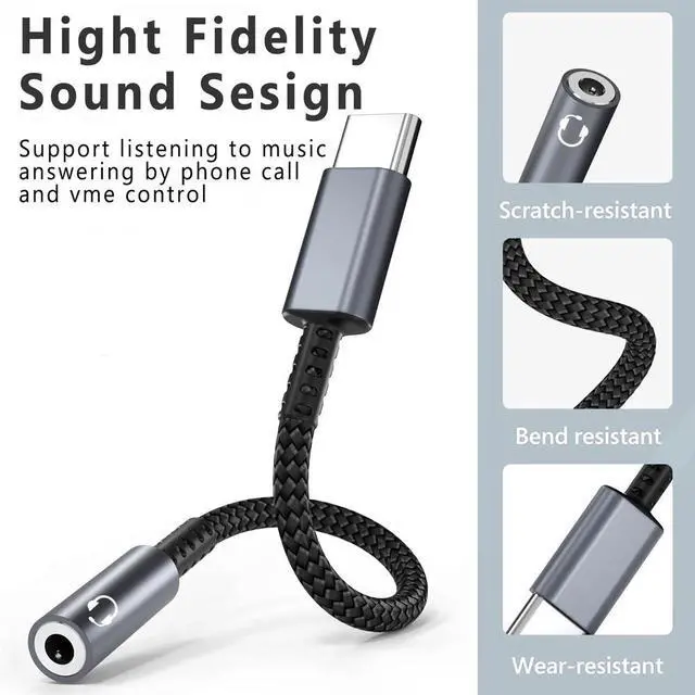 Alt view image 5 of 6 - USB C to 3.5mm Audio Adapter USB Type C to 3.5mm Headphone Adapter for Galaxy S21 Ultra USB C to Aux Dongle Cable Cord DAC Stereo Earphone Adapters for Samsung S20 FE Note20 iPad Pro OnePlus 9 Pro 8T