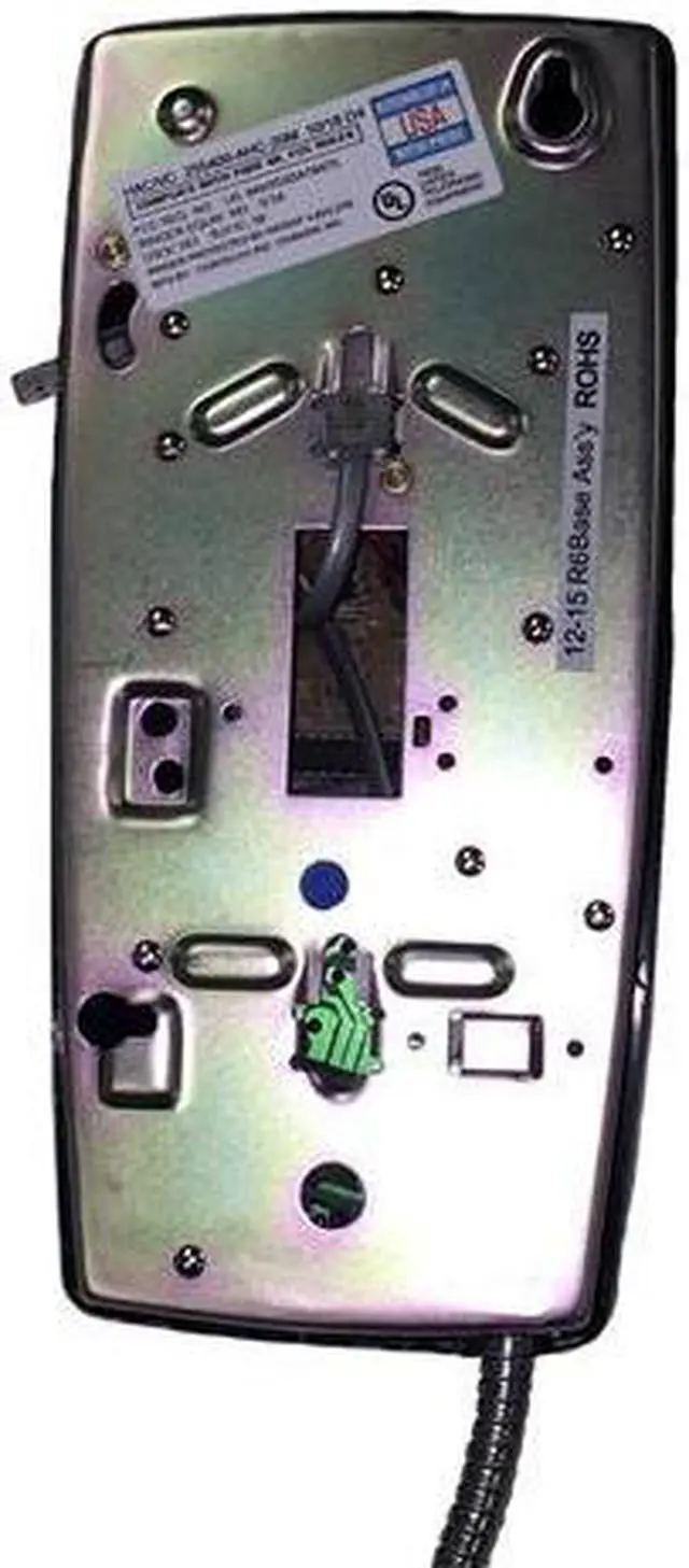 Alt view image 12 of 12 - Cortelco - 255400AHC20M - 2554 Series, Basic Wall Phone, Single-Gong Ringer, Wall Mount, Black, 32 in. Armored Cord