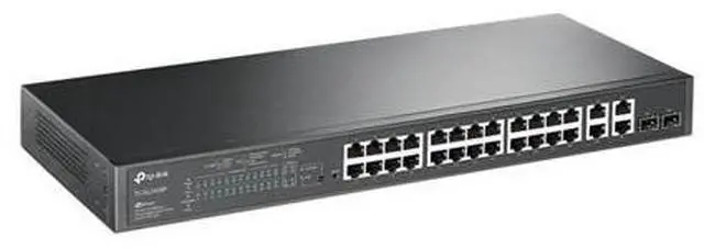 Alt view image 13 of 15 - TP-Link 24-Port 10/100Mbps + 4-Port Gigabit Smart PoE+ Switch - 24 Ports - Manageable - 2 Layer Supported - 2 SFP Slots - 18.80 W Power Consumption - 250 W PoE Budget - Optical Fiber, Twisted Pair - P