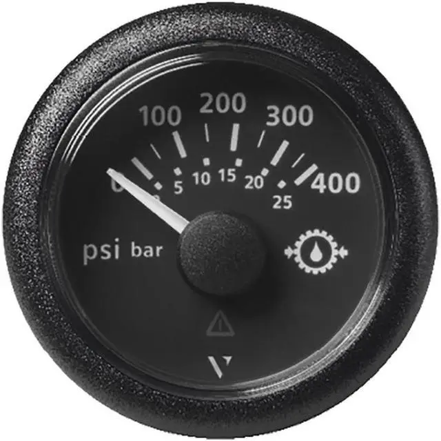 Main image of Veratron 2-1/16" (52mm) ViewLine Transmission Oil Pressure 400 PSI/25 Bar - Black Dial & Round Bezel