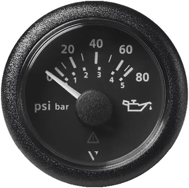 Main image of Veratron 52MM (2-1/16") ViewLine Oil Pressure Gauge 80 PSI/5 Bar - Black Dial & Round Bezel