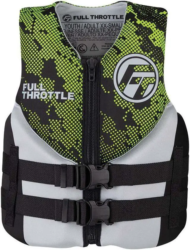 Alt view image 4 of 5 - Full Throttle Junior Hinged Neoprene Life Jacket - Green