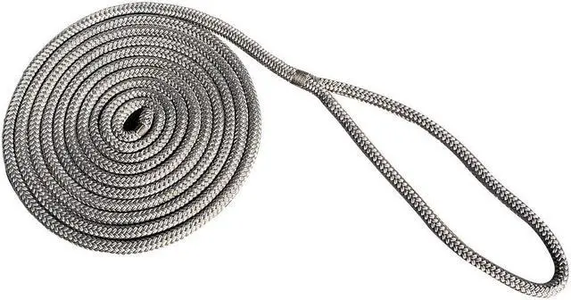 Main image of New England Rope 1/2" x 25' Nylon Double Braid Dock Line - Grey