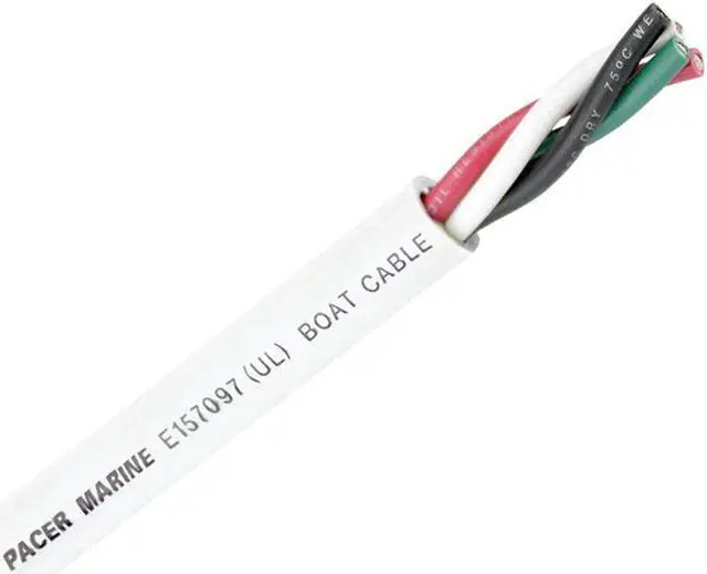 Main image of Pacer Round 4 Conductor Cable - 100' - 14/4 AWG - Black, Green, Red & White