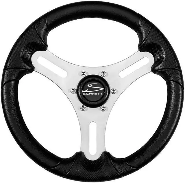 Main image of Schmitt Marine Torcello Lite 13" Wheel - Black Polyurethane Wheel w/Silver Spokes & Black Cap- 3/4" Tapered Shaft