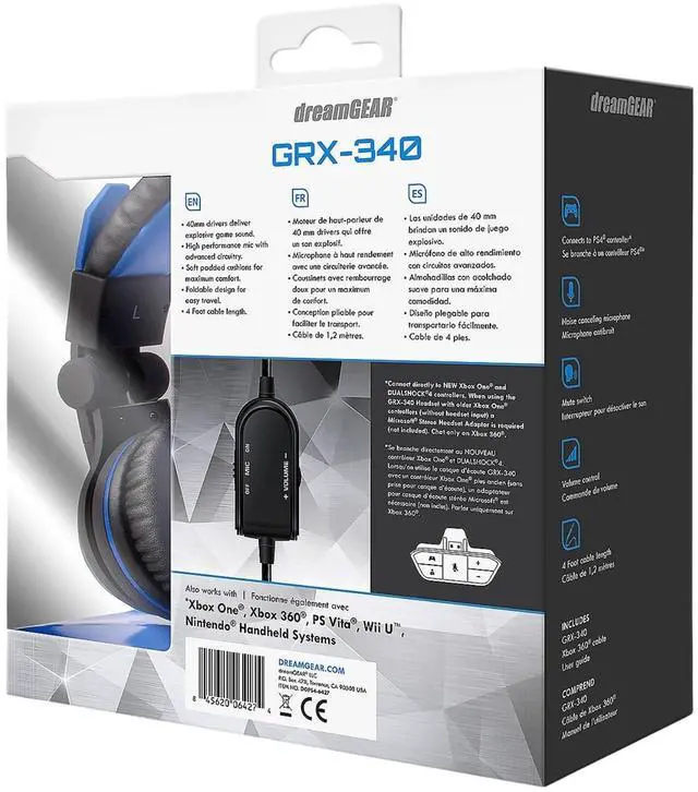 Alt view image 6 of 6 - dreamGEAR: GRX-340 Advanced, Wired Stereo Gaming Headset for XBOX One Includes Inline Dual Volume Control For Chat and Game Sounds. Also works with PS4, and other systems. Blue