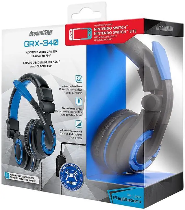 Alt view image 5 of 6 - dreamGEAR: GRX-340 Advanced, Wired Stereo Gaming Headset for XBOX One Includes Inline Dual Volume Control For Chat and Game Sounds. Also works with PS4, and other systems. Blue