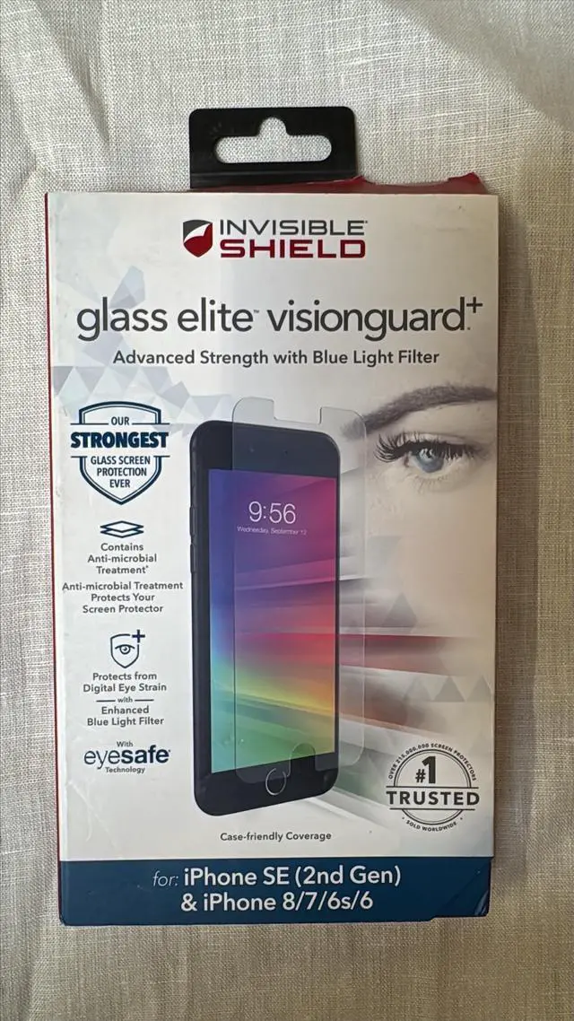 Alt view image 2 of 5 - ZAGG Glass Elite VisionGuard+ Screen Protector - Made for Apple iPhone SE2 (2020) - Impact Protection, Fingerprint Resistant, InvisibleShield, Scratch Resistant